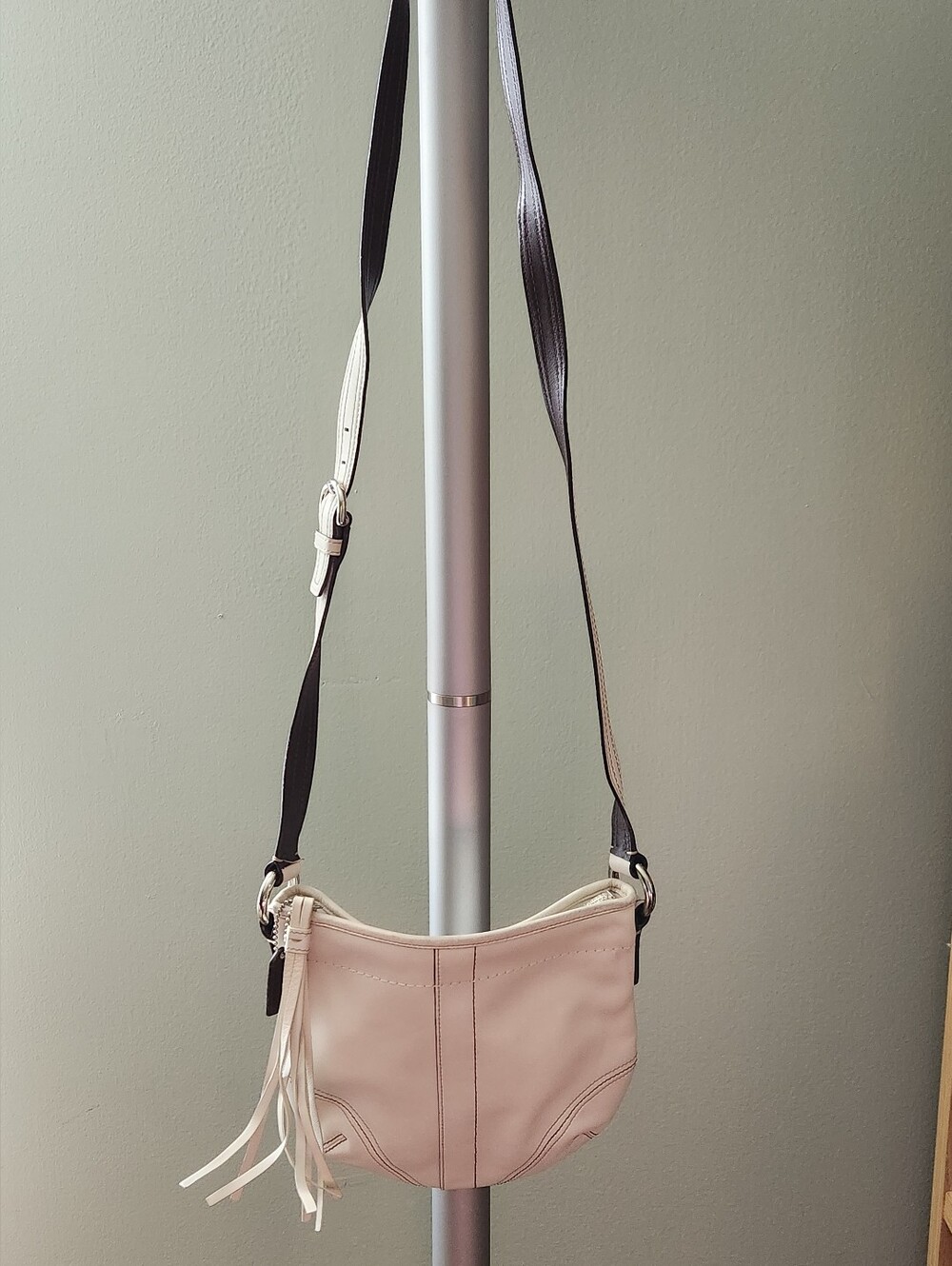 COACH Cream Crossbody Shoulder Bag with Tassel Accent